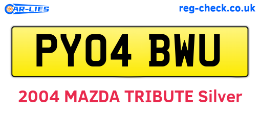 PY04BWU are the vehicle registration plates.