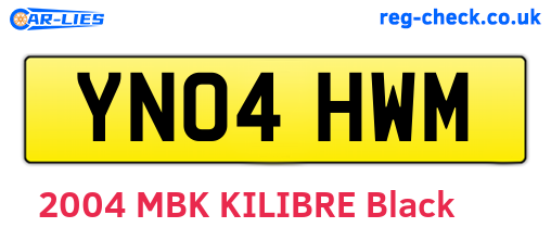 YN04HWM are the vehicle registration plates.