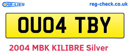 OU04TBY are the vehicle registration plates.