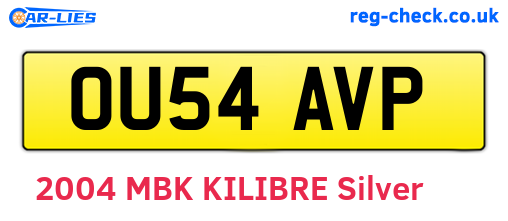 OU54AVP are the vehicle registration plates.
