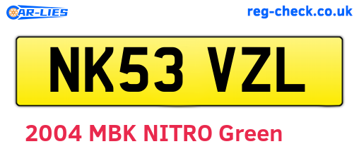 NK53VZL are the vehicle registration plates.