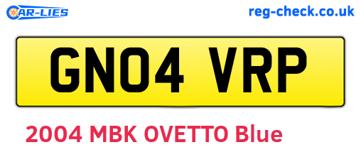 GN04VRP are the vehicle registration plates.