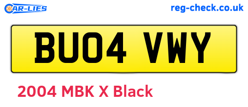BU04VWY are the vehicle registration plates.