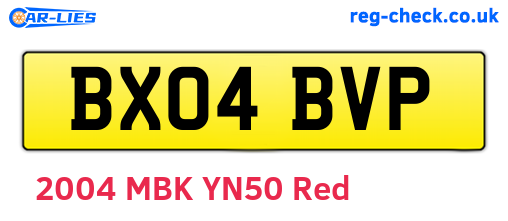 BX04BVP are the vehicle registration plates.