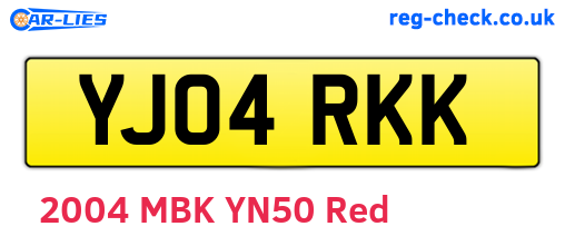 YJ04RKK are the vehicle registration plates.