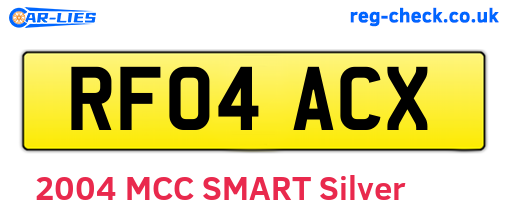 RF04ACX are the vehicle registration plates.