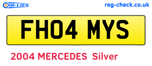 FH04MYS are the vehicle registration plates.