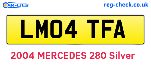 LM04TFA are the vehicle registration plates.