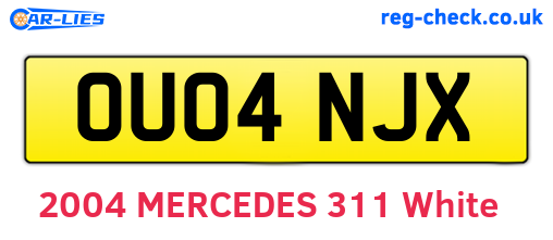 OU04NJX are the vehicle registration plates.