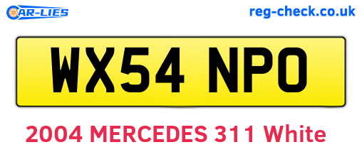 WX54NPO are the vehicle registration plates.