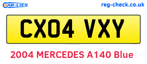 CX04VXY are the vehicle registration plates.