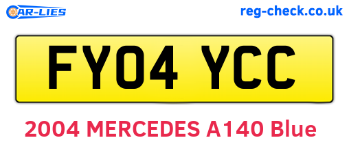 FY04YCC are the vehicle registration plates.