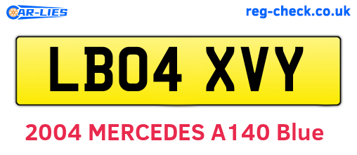 LB04XVY are the vehicle registration plates.
