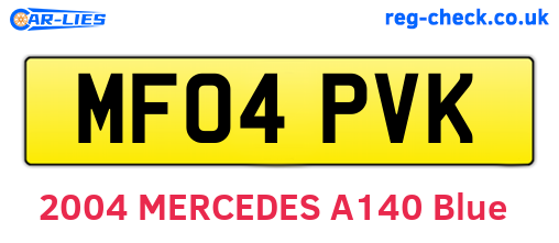 MF04PVK are the vehicle registration plates.