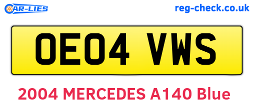 OE04VWS are the vehicle registration plates.
