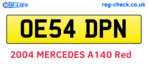 OE54DPN are the vehicle registration plates.