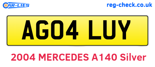 AG04LUY are the vehicle registration plates.