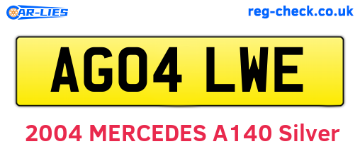 AG04LWE are the vehicle registration plates.