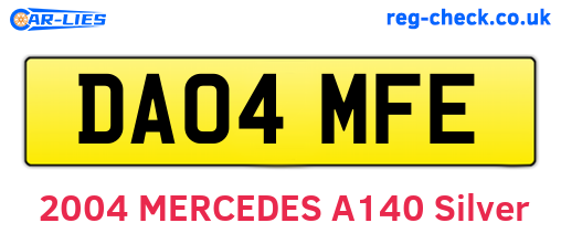 DA04MFE are the vehicle registration plates.