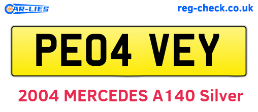 PE04VEY are the vehicle registration plates.