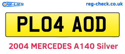 PL04AOD are the vehicle registration plates.