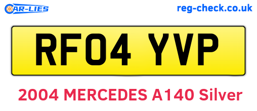 RF04YVP are the vehicle registration plates.