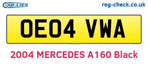 OE04VWA are the vehicle registration plates.