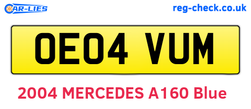 OE04VUM are the vehicle registration plates.