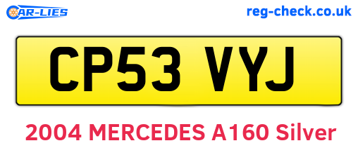 CP53VYJ are the vehicle registration plates.