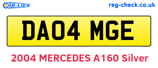 DA04MGE are the vehicle registration plates.