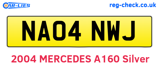 NA04NWJ are the vehicle registration plates.