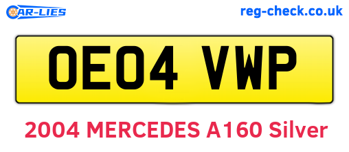 OE04VWP are the vehicle registration plates.