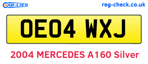 OE04WXJ are the vehicle registration plates.