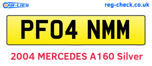 PF04NMM are the vehicle registration plates.