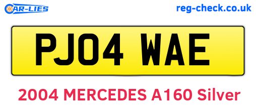 PJ04WAE are the vehicle registration plates.