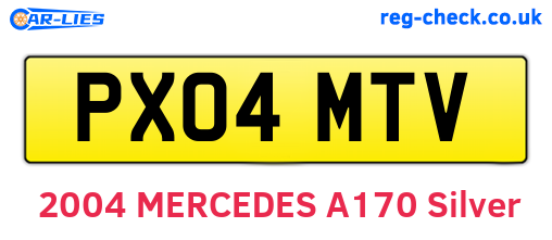 PX04MTV are the vehicle registration plates.