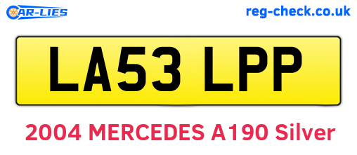 LA53LPP are the vehicle registration plates.