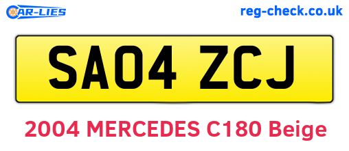 SA04ZCJ are the vehicle registration plates.