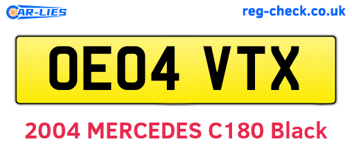 OE04VTX are the vehicle registration plates.