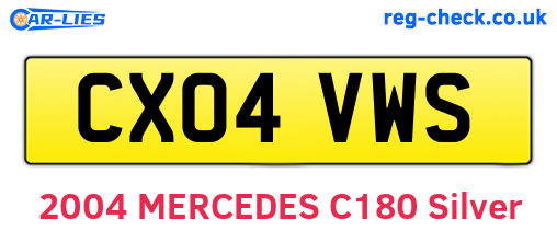CX04VWS are the vehicle registration plates.