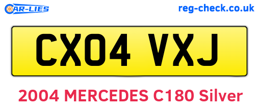 CX04VXJ are the vehicle registration plates.