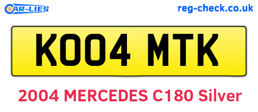 KO04MTK are the vehicle registration plates.