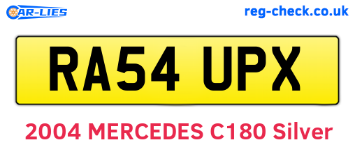 RA54UPX are the vehicle registration plates.
