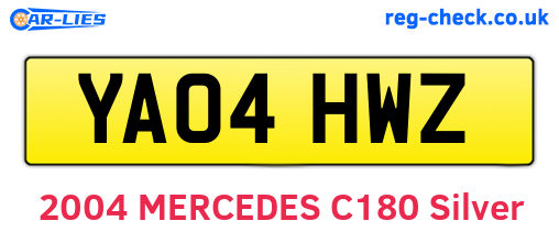 YA04HWZ are the vehicle registration plates.