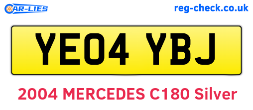 YE04YBJ are the vehicle registration plates.
