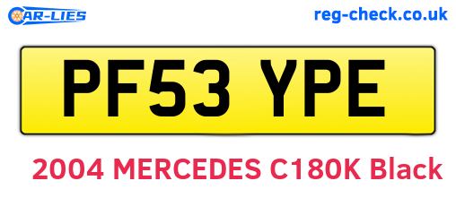 PF53YPE are the vehicle registration plates.