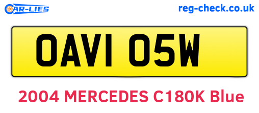 OAV105W are the vehicle registration plates.