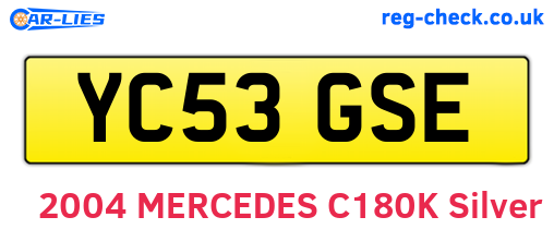 YC53GSE are the vehicle registration plates.