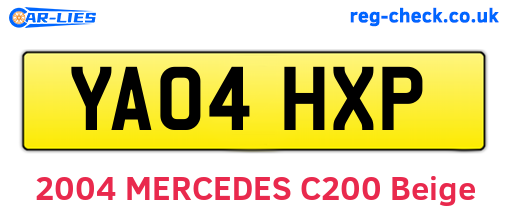 YA04HXP are the vehicle registration plates.