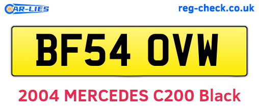 BF54OVW are the vehicle registration plates.